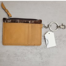Western Cowhide Leather Keychain Card Cash Wallet Tan and White - $21.78
