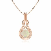 ANGARA Round Opal Solitaire Infinity Knot Pendant in 14K Solid Gold | 18&quot; Chain - £498.89 GBP