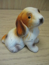 Vintage Ceramic Statue Figurine Cocker Spaniel Sitting Down Brown  Black &amp; White - £5.46 GBP