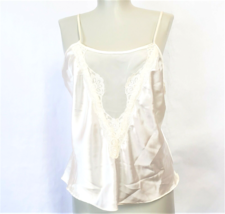 Delicates Womens White satin Camisole Lace front size M - £15.67 GBP