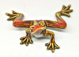 Golden Pond Colleciton Brown and Red Small Ceramic Frog 5 Inches - £31.60 GBP