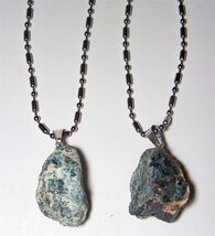 APATITE ROUGH NATURAL MINERAL STONE PENDANT STAINLESS STEEL BALL CHAIN N... - $9.49