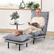 Modern Armless Accent Chair Ottoman Cushions Living Room Bedroom Lounger Grey - £116.63 GBP