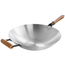 Oster Sangerfield 14in Stainless Steel Flat Bottom Wok with Wooden Handles - $1,878.41 MXN