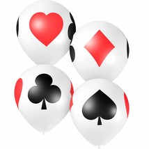 12 Inch Casino Card Night Latex Balloons, 50 Pack Poker Balloons Casino Party Ba - £20.77 GBP