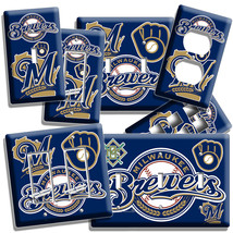 Milwaukee Brewers Baseball Team Light Switch Outlet Wall Plate Covers Room Decor - £14.11 GBP+