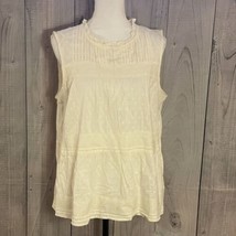 Old Navy Sleeveless Top, Large, Ivory, Cotton Blend, Keyhole Back, Lace - £14.87 GBP