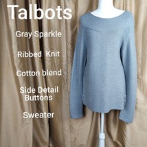 Talbots Gray Cotton Blend Rib Sweater Size L - £15.68 GBP