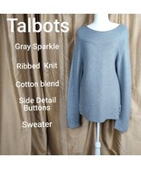 Talbots Gray Cotton Blend Rib Sweater Size L - £15.72 GBP
