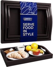 Serving Trays Set Of 3 - Ottoman Wood Trays For Entertainment, Food And Décor - - £30.79 GBP