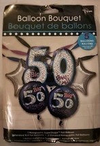 50th Birthday Party Balloon Bouquet 5ct Holographic Foil 26&quot; 18&quot; &amp; 19&quot; S... - £7.51 GBP
