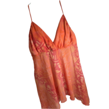 Vintage 90s Top Spin Semi Sheer Sexy USA Orange Floral Plus size babydoll 20xl - £22.27 GBP