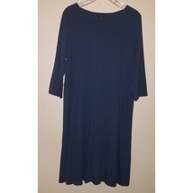 Eileen Fisher Blue Knee-Length Dress Pullover Pleated Back Waist Tie Vis... - £59.31 GBP