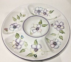 Capriware Chip &amp; Dip Hand-Painted Pansies 5 Sections Round Serving Platt... - £39.51 GBP