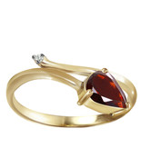 14k Solid Gold Pear Shape 0.83 ct Natural Diamond &amp; Garnet Gemstone Ring - €389,92 EUR