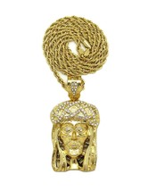 [ICEMOND] Jesus Pendant Gold or Silver Plated Rope Chain Necklace - 2 Color - £15.72 GBP