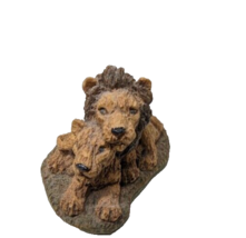 Vintage Unsigned Stone Critter Little Lion Couple or cub Miniature Figur... - $24.75