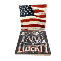 Thirstystone Lot of 2 Patriotic Coasters Land of Liberty and American Fl... - $15.57