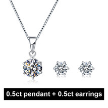 925 Silver 0.5/1ct F color Moissanite VVS Fine Jewelry Necklace&amp;Earrings Jewelry - £134.63 GBP