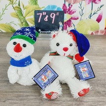 New Christmas Snowman Plush Flurry Friends Lot 2 Teddy Bear by K&amp;K Games... - £8.84 GBP