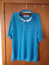 Tommy Bahama Polo Shirt Mens Medium Solid Blue Short Sleeve Modal Blend Size M - £11.79 GBP