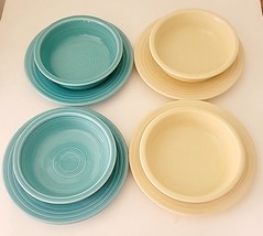 Fiesta Turquoise &amp; Beige - 8 Pieces - 4 Bowls 7&quot; &amp; 4 Plates 9&quot; (approx. size) - £32.97 GBP
