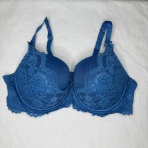 Cacique 46C Blue Lace Full Coverage Bra Underwire Feminine Plus Size - $27.00