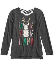 Epic Threads Big Kid Girls Llama Holiday T-Shirt Medium Charcoal Heather - $20.00