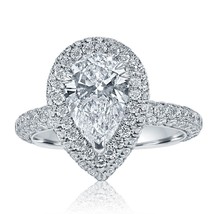 1.72CT Igi Zertifiziert E-VS1 Birne Kunstdiamanten Grown Diamantring 14k Weiß - £4,570.13 GBP