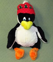 20" Commonwealth Penguin Plush With Squeaker Red Knit Hat Large Stuffed Animal - £21.55 GBP