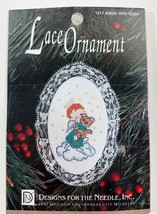 Vintage 1217 Angel With Teddy Lace Ornament Cross Stitch Christmas Ornament - $9.74