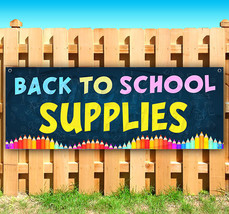 Back To School Supplies Advertising Vinyl Banner Flag Sign Usa 15&quot; 18&quot; 48&quot; 52&quot; - £17.32 GBP+