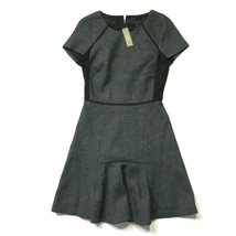 NWT J.Crew Checkered Flutter Fit &amp; Flare in Black Heather Gray Tweed Dress 00 - £33.19 GBP