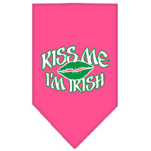 Kiss me I&#39;m Irish Screen Print Bandana Bright Pink Small - £9.28 GBP