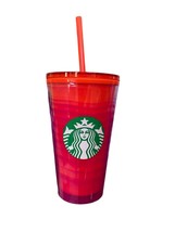 New Starbucks Magenta and Red Waves 16 oz Tumbler Cup - £14.78 GBP