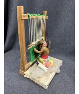 Vintage Folk Art Native American Woman at Weaving Loom w Baby - Diorama ... - £18.34 GBP