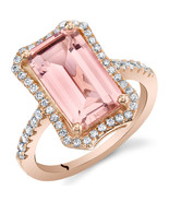 Rose Tone Sterling Silver Simulated Morganite Octagon Ring - €78,07 EUR