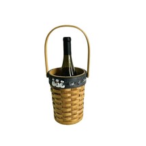 Wicker Wine Bottle Gift Basket Christmas Holiday Snowman Let It Snow 8&quot; - $16.83