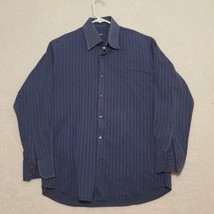 Hugo Boss Men&#39;s Dress Shirt Size 16 32-33 Blue Striped Long Sleeve Button Up - £20.79 GBP