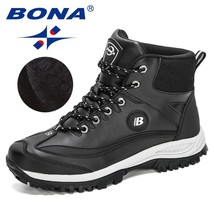 BONA 2021 New Arrival Super Warm Men Winter Boots Action Leather Man Boots Plush - £82.17 GBP
