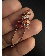 585 14K RG Stamped 1.25” Natural Zircon Cognac Allure Brooch Pin - $579.83 MXN