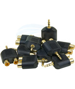 10pcs 3.5mm Stereo Plug Dual Two 2 Port RCA Female Adapter Y Connector - £8.53 GBP