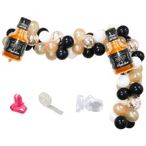 Whiskey Balloons Garland Arch Kit, Black White Champagne Gold Confetti B... - $25.99