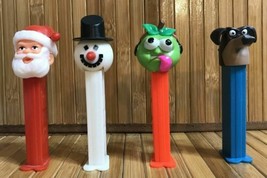Set of 4 Pez Dispensers Santa, Snowman, Candy Green Apple, Mr. Weenie - £23.54 GBP