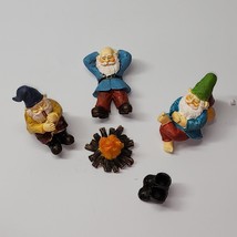 NEW Twig &amp; Flower GARDEN GNOMES By The Campfire (Five Piece) Fairy Campf... - £13.83 GBP