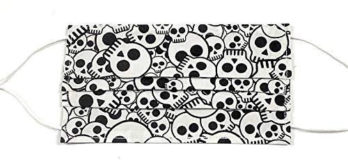 Primary image for Pleated Black White Sugar Skull Face Mask 100% Cotton, Around Head Adjustable Ea
