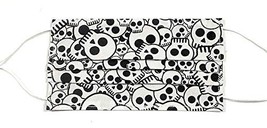 Pleated Black White Sugar Skull Face Mask 100% Cotton, Around Head Adjus... - £10.76 GBP