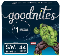 Goodnites Boys' Bedtime Bedwetting Underwear Marvel Comics Design S/M 44 Count - £27.48 GBP