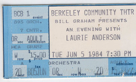 LAURIE ANDERSON 1984 VINTAGE TICKET STUB BERKELEY COMMUNITY THEATRE BILL... - $12.75