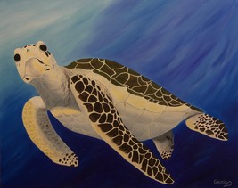 Original Oil Painting, Sea Turtle, Funny Expression  &quot;Duude!!&quot; (20&quot; x 24&quot;) - £255.74 GBP